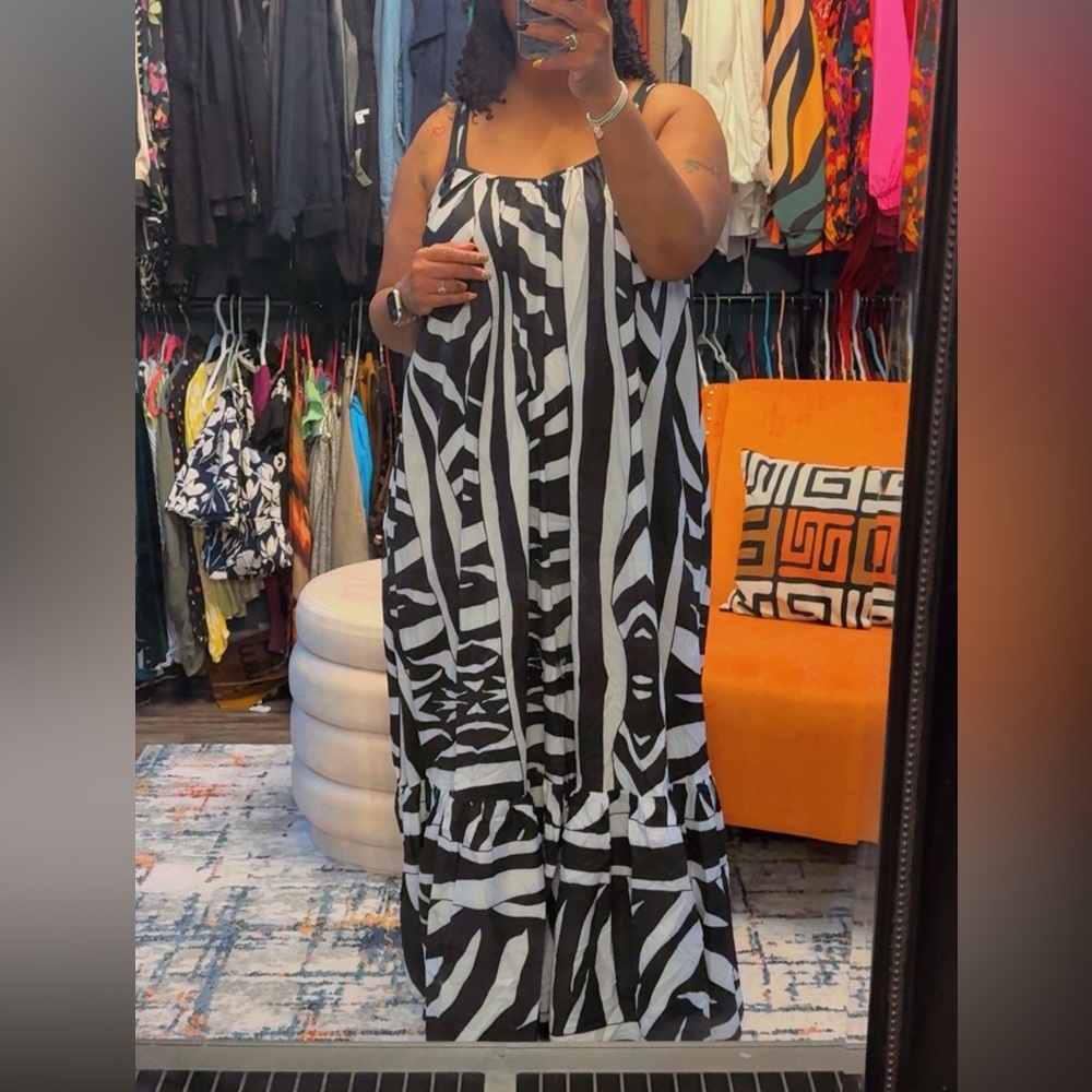 Black and White Patterned Maxi Dress